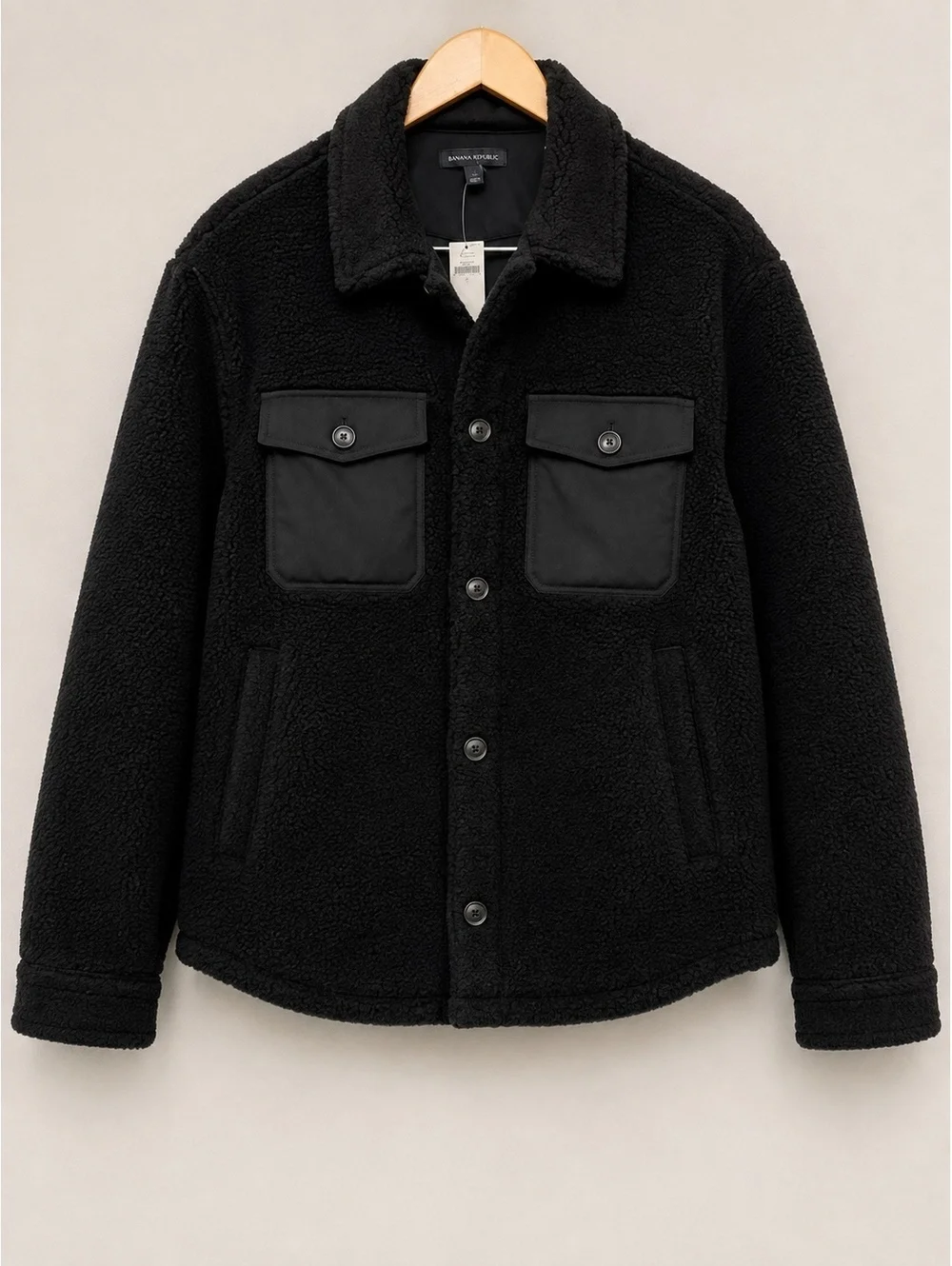 NWT Banana Republic Sherpa Shirt Jacket Black Size L